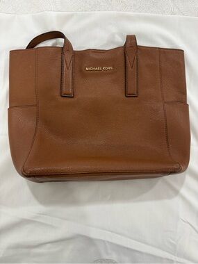 Michael Kors Cognac Pebbled Leather Tote with Gold Logo